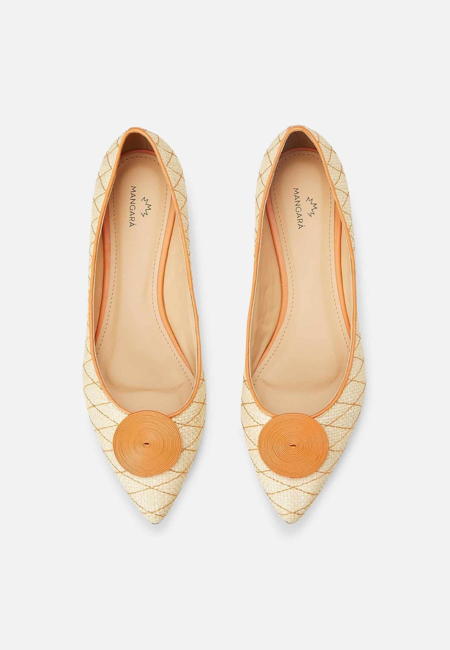 Beige Raffia Ballerina Flats with Textured Detail – Women’s Summer Shoes