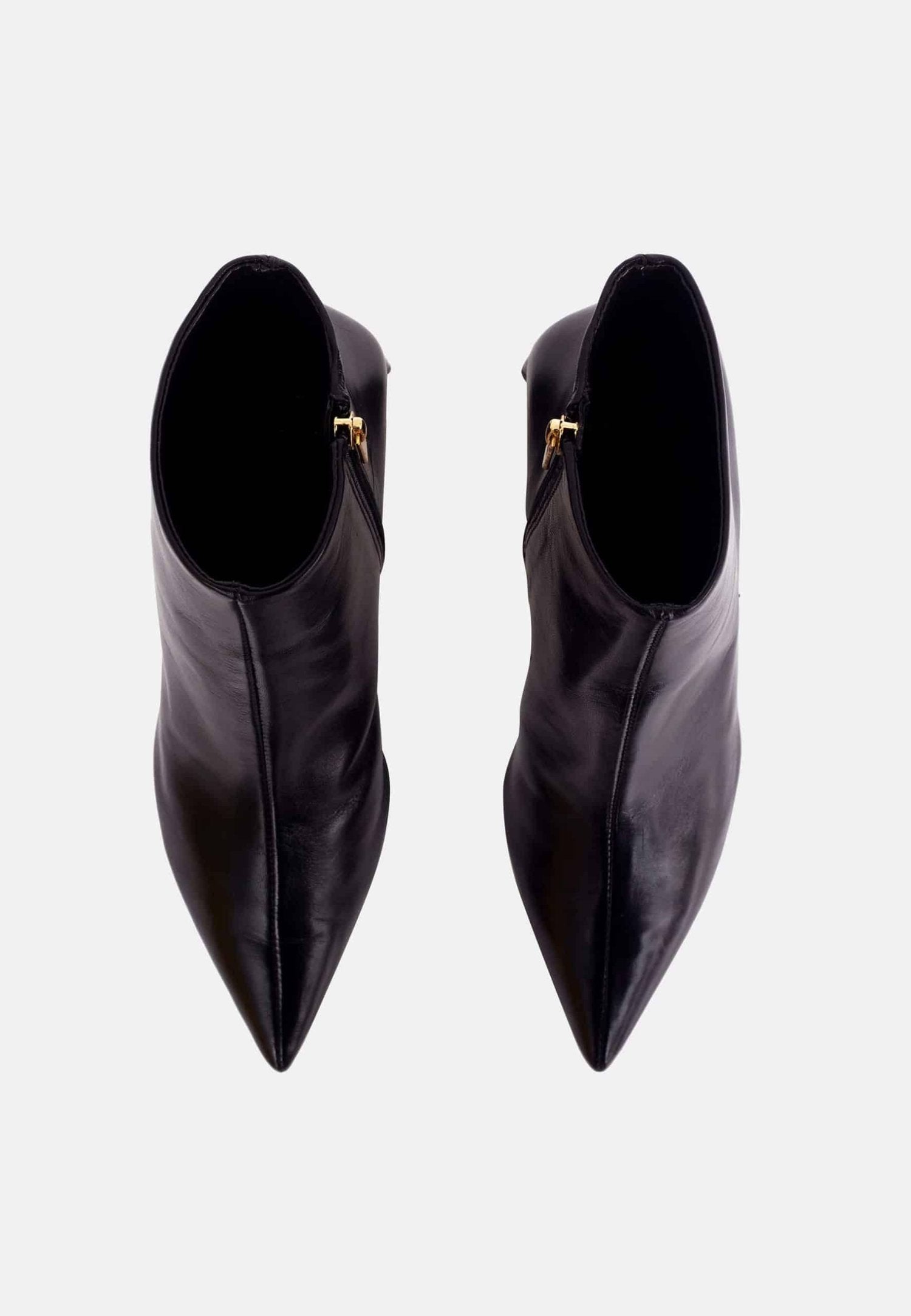 Black Sheepskin Leather Ankle Boots Mabea – Women’s Pointed-Toe Block Heel