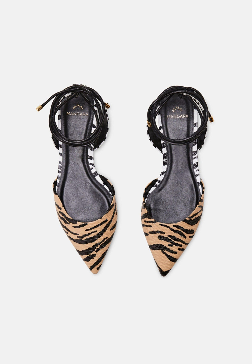 Animal Print Calf Leather Flat Sandals Palmito – Women’s Pointed Toe with Ankle Strap